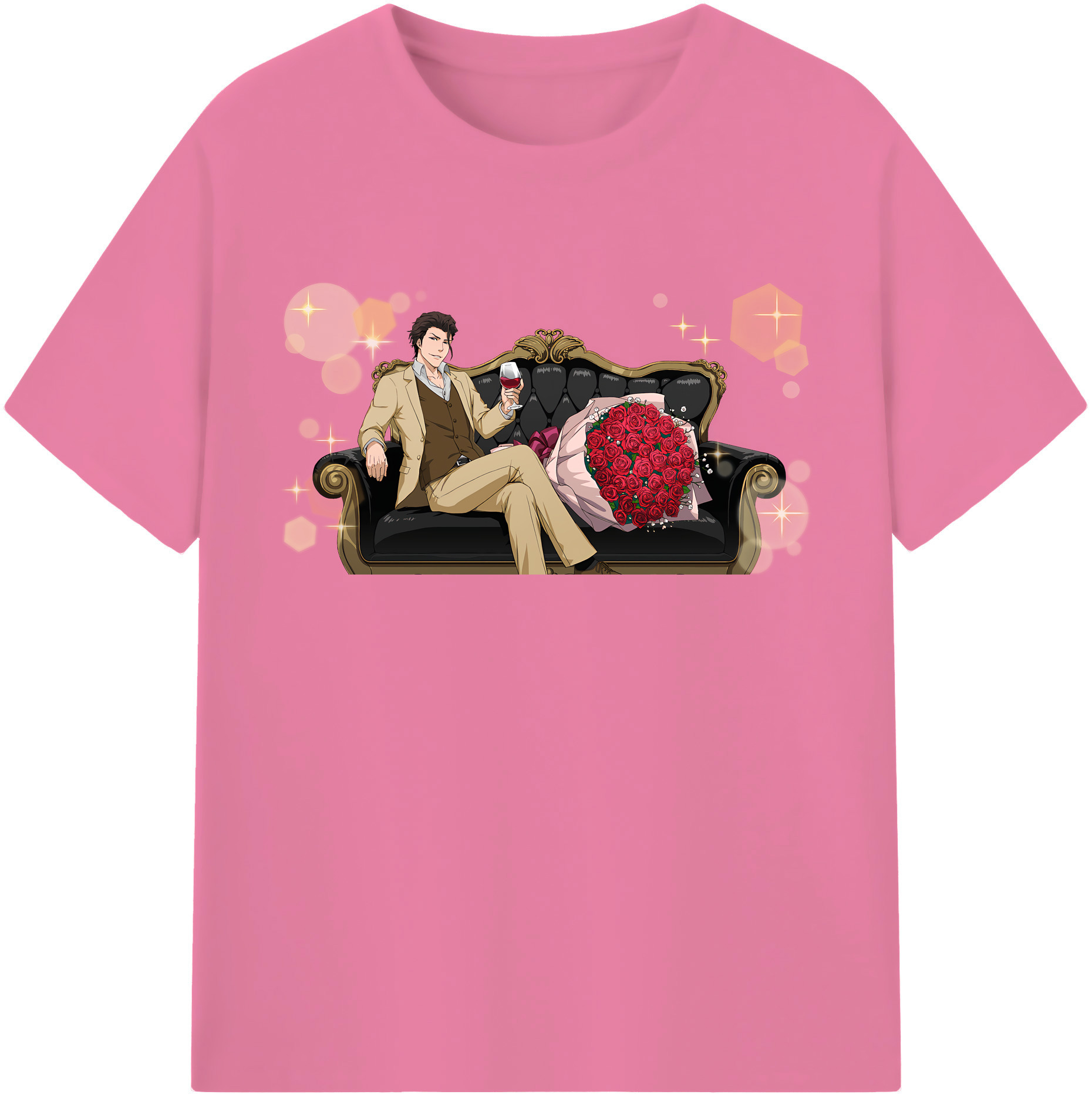 （画像用） ブリーチ 藍染 惣右介（あいぜん そうすけ） BLEACH Aizen Sousuke 綿100％半袖Tシャツ（フロントプリント）